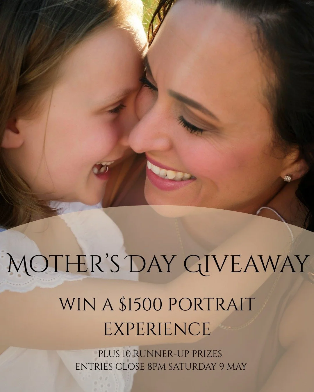 Just a little reminder that my Mother&rsquo;s Day giveaway is open.

The major prize is a $1500 portrait experience, including:

a family portrait session
a 12" circle acrylic print valued at $500
$850 print credit to spend on additional artwork