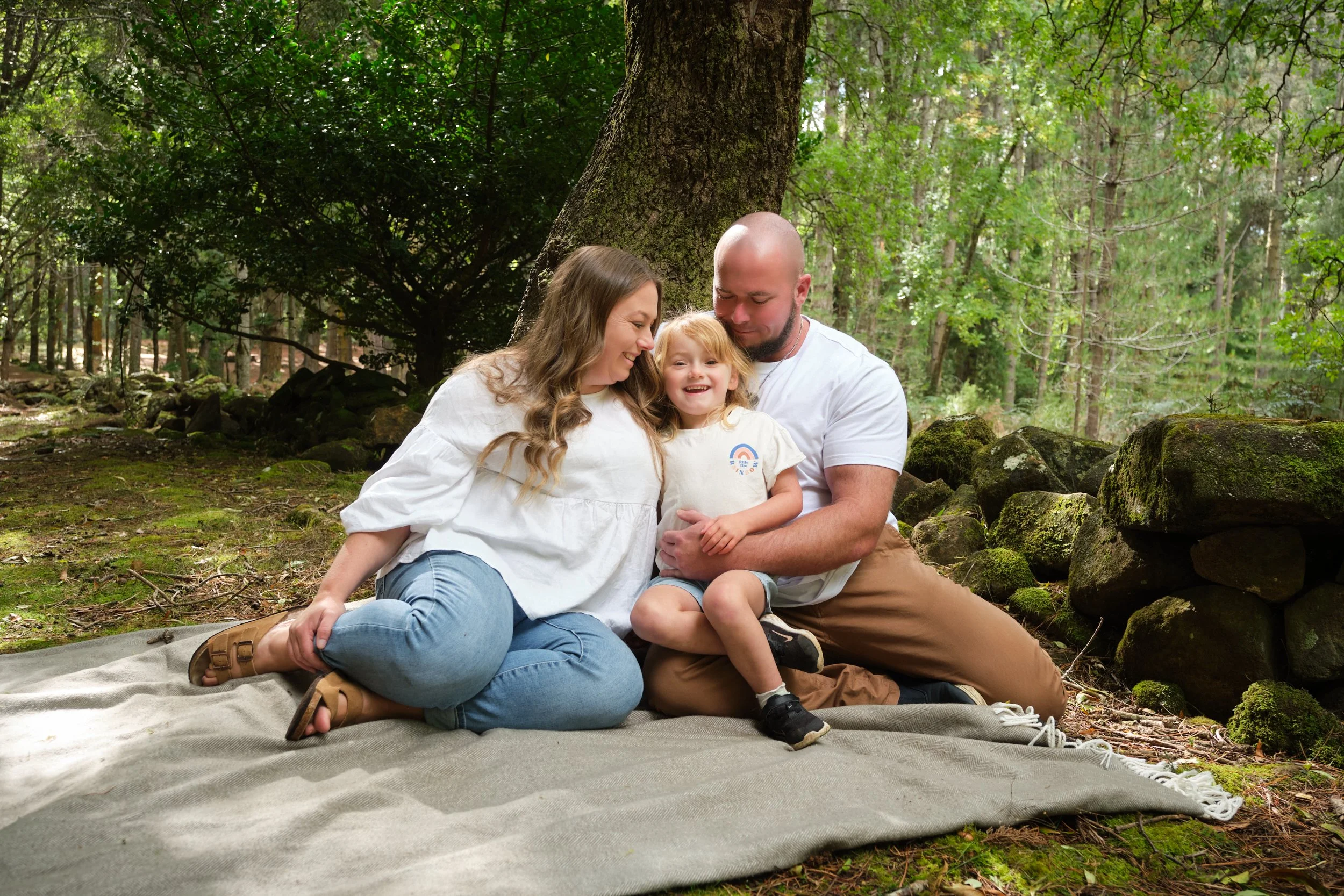 Bec, Sam and Araya — Family Session at Hollybank