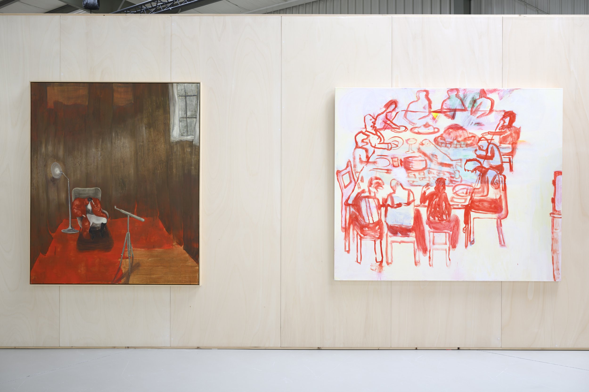  Matthias Franz, Installation view of  ‘Realm of Scope’; Katherine Bradford,  Installation view of ‘Lunch Painting’ 
