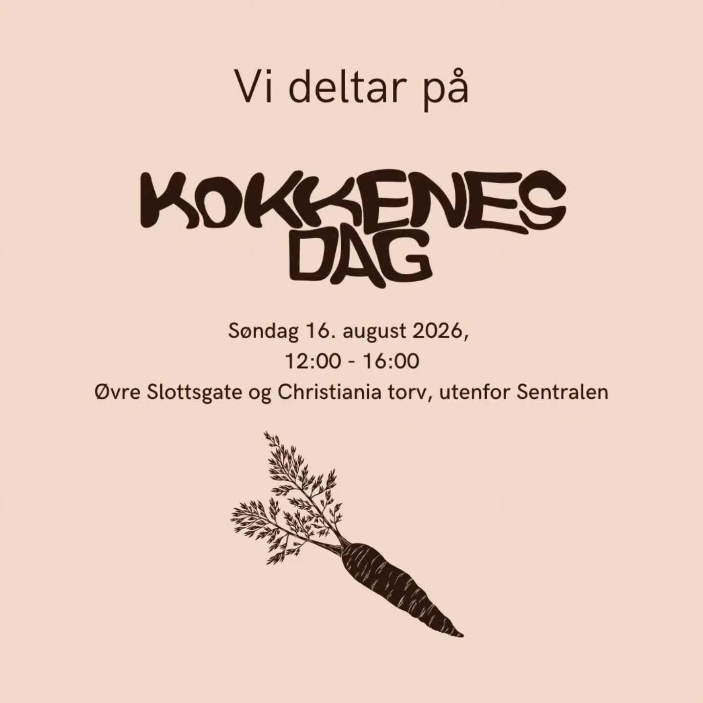 For the very first time, Caf&eacute; Skansen is taking part in Kokkens Dag! 👨&zwj;🍳🎊

We are incredibly excited to be part of one of Oslo's biggest culinary events and we'd love for you to spend your Sunday with us. ❤️

Stop by our stand and taste