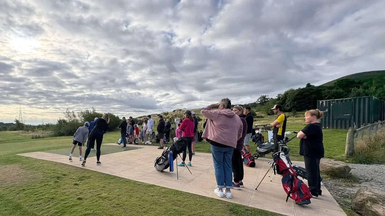 Golf clinics in Edinburgh: a group session on the range at Swanston