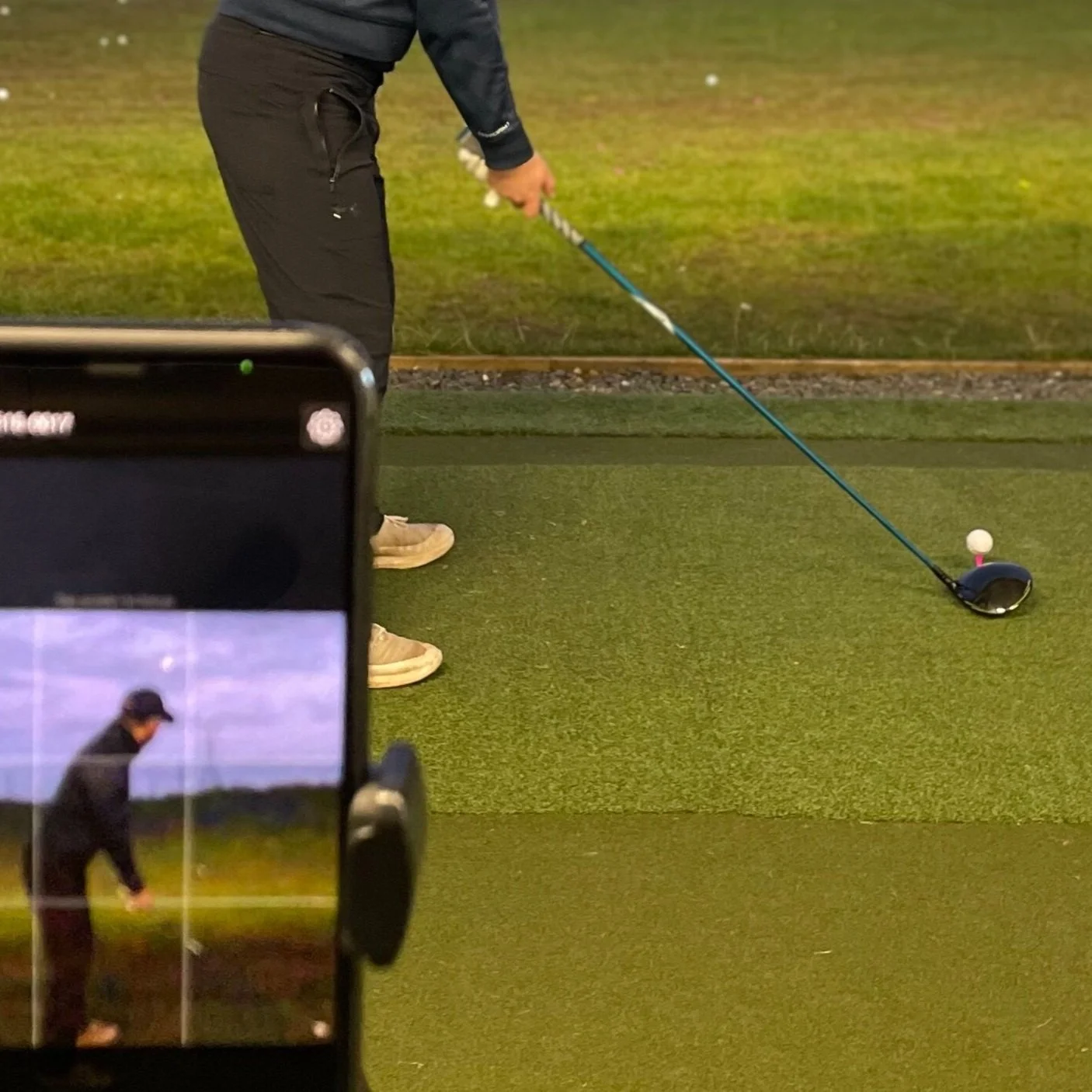 Filming a swing for video analysis at Swanston