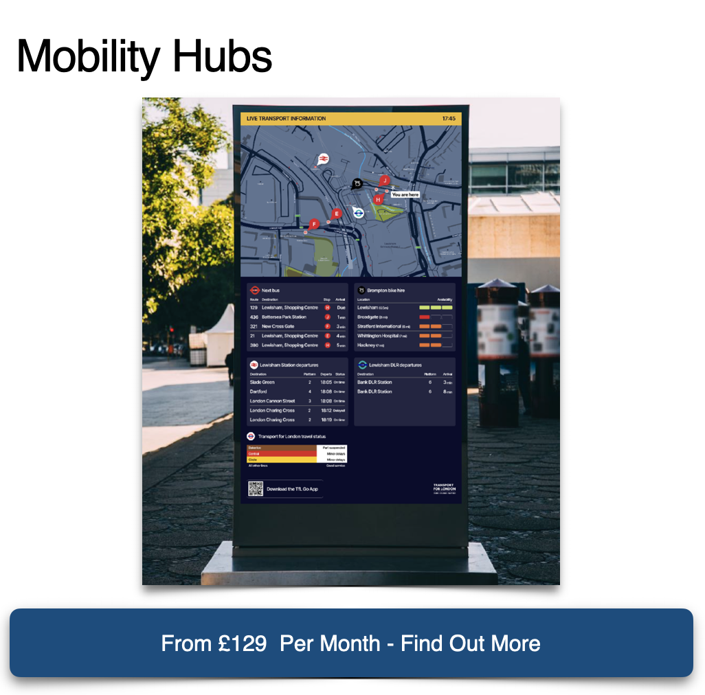 PassageWay multi-modal RTPI digital sign template for mobility hubs