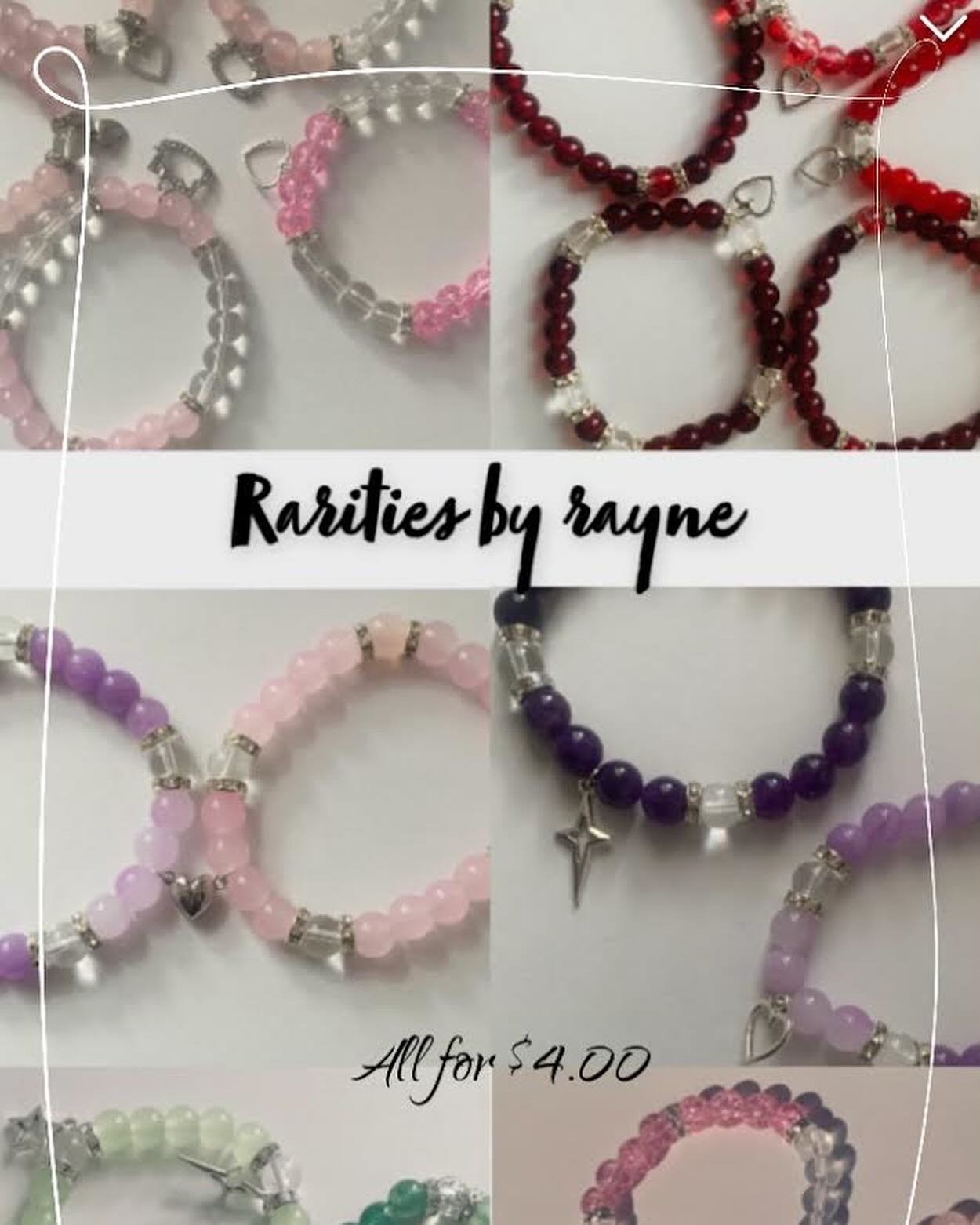 Come check out Rayne&rsquo;s booth at our holiday market THIS THURSDAY!
Earrings are $2, and bracelets are $4