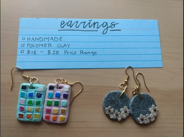 Come down to our Art Market TODAY to check out these polymer clay earrings and keychains from Anet (@antuday34)