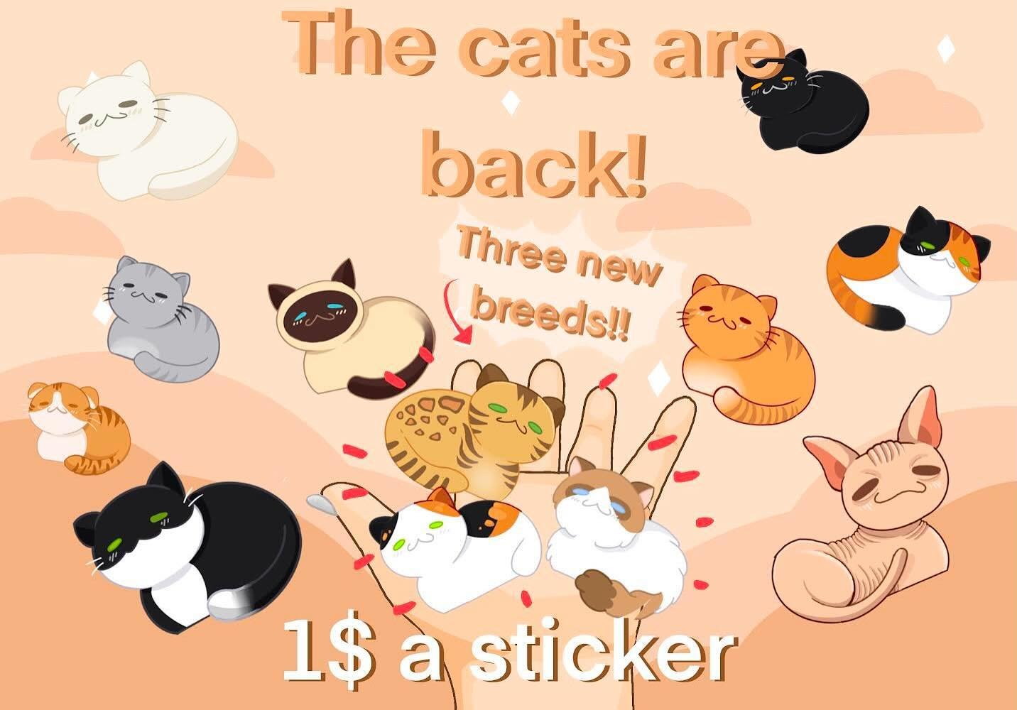 Come see Dae&rsquo;Ja&rsquo;s booth at tonight&rsquo;s Art Market to purchase these cute cat stickers for $1 each