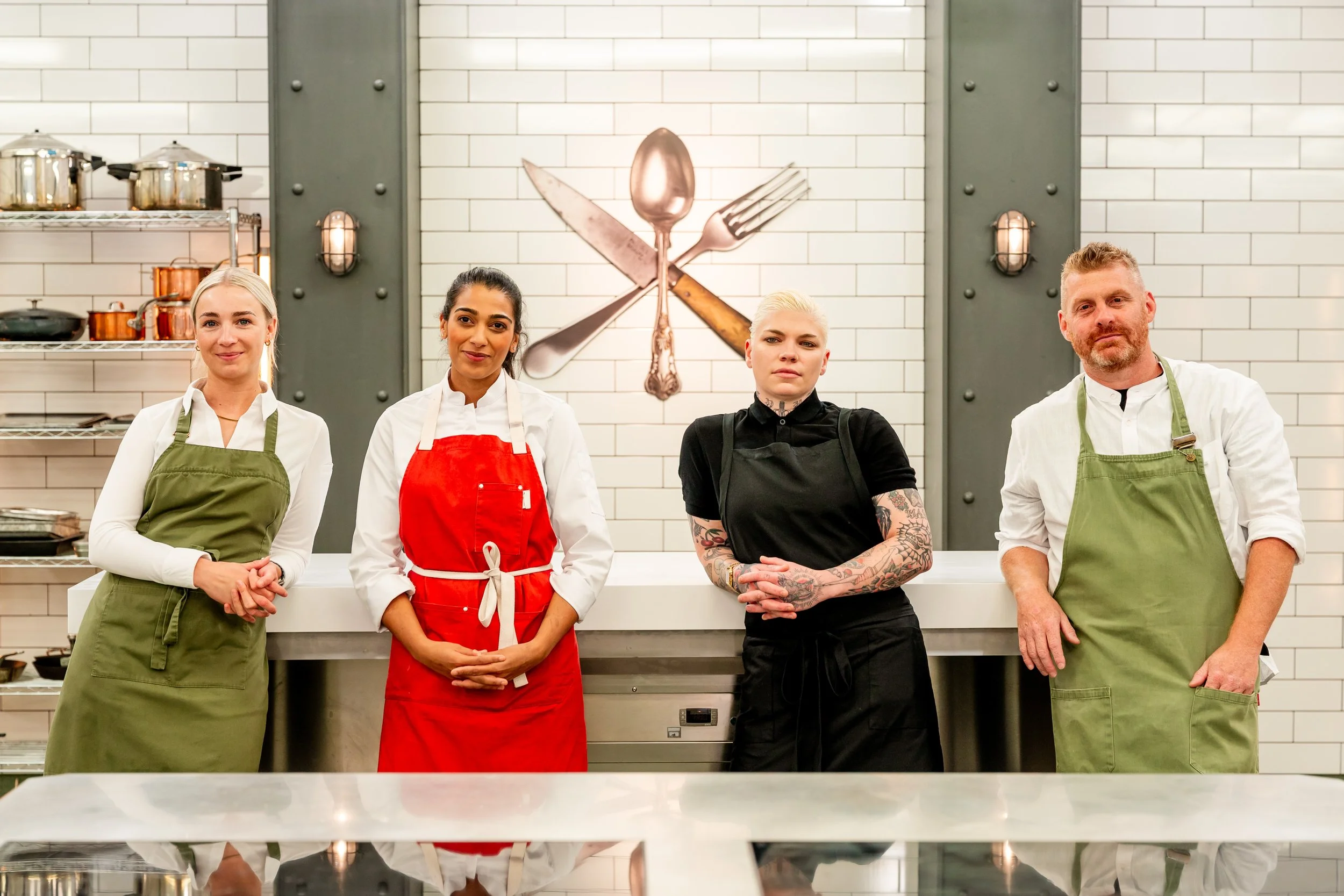 Chef Louisa Ellis pictured on the left in Great British Menu 2026