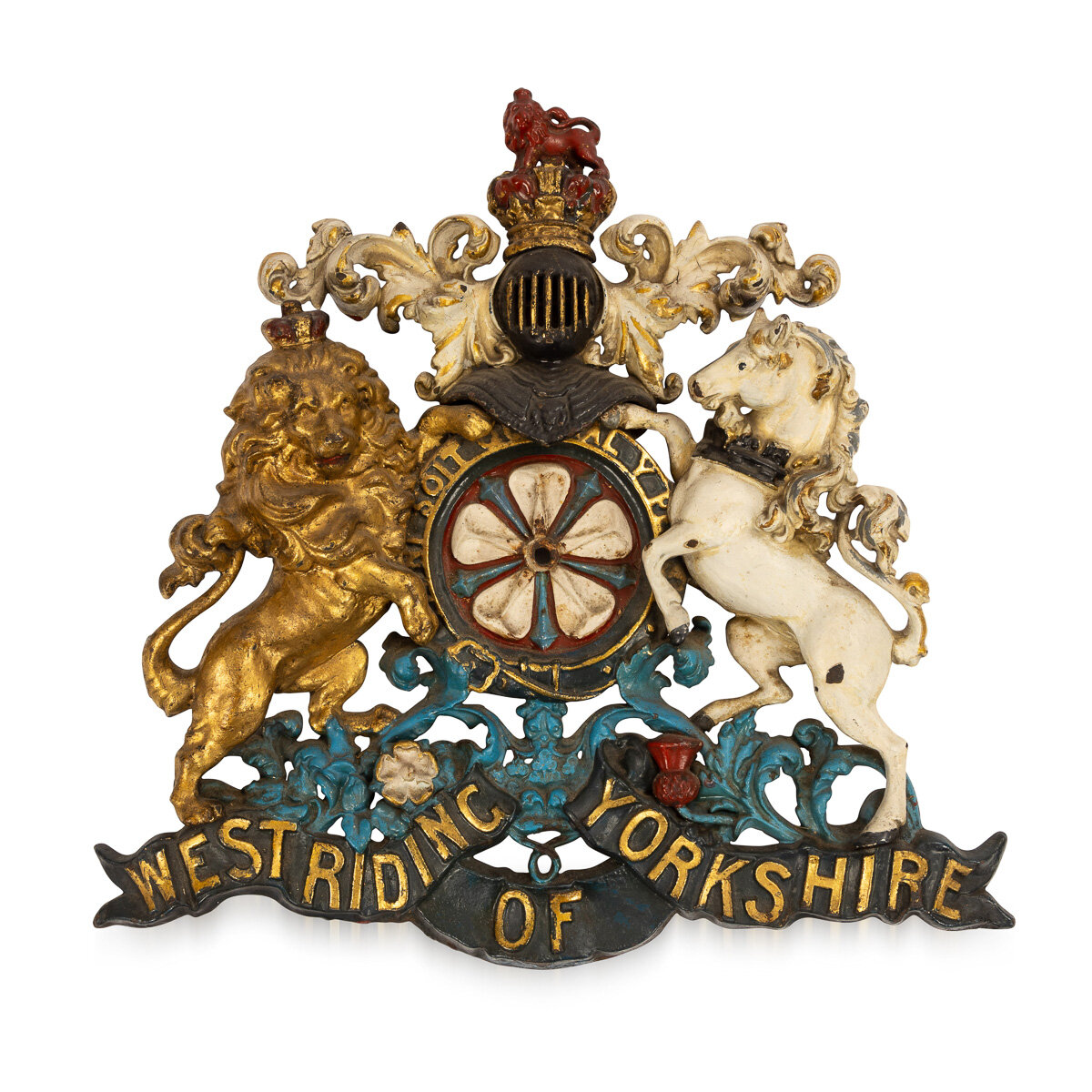 19thC Victorian Cast Iron West Riding Of Yorkshire Coat Of Arms c.1880