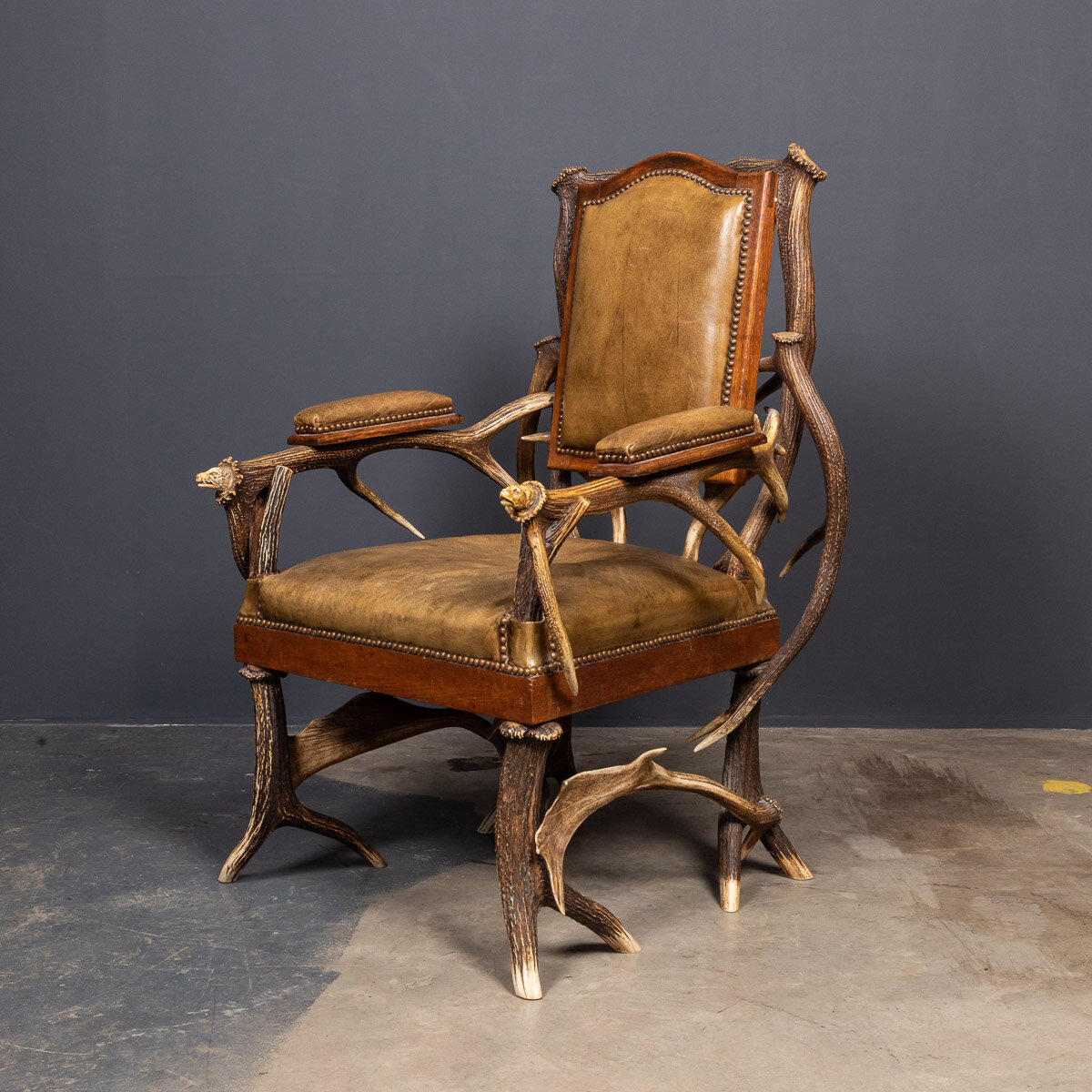 19thC German Antler Horn Hall Chair, Black Forest c.1880