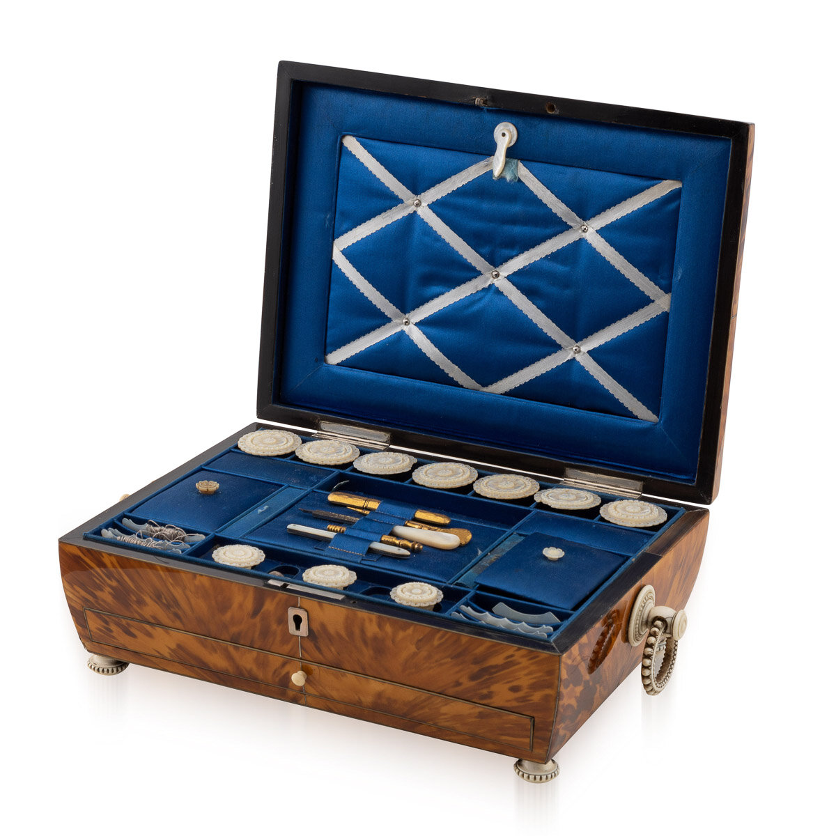 Antique 19Thc Georgian Tortoiseshell Sewing Box c.1820