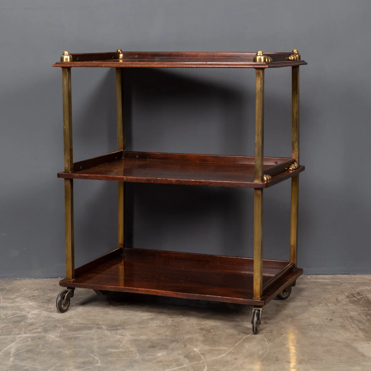 20th Century Art Deco Brass & Mahogany Drinks Trolley c.1930 - 01.jpg