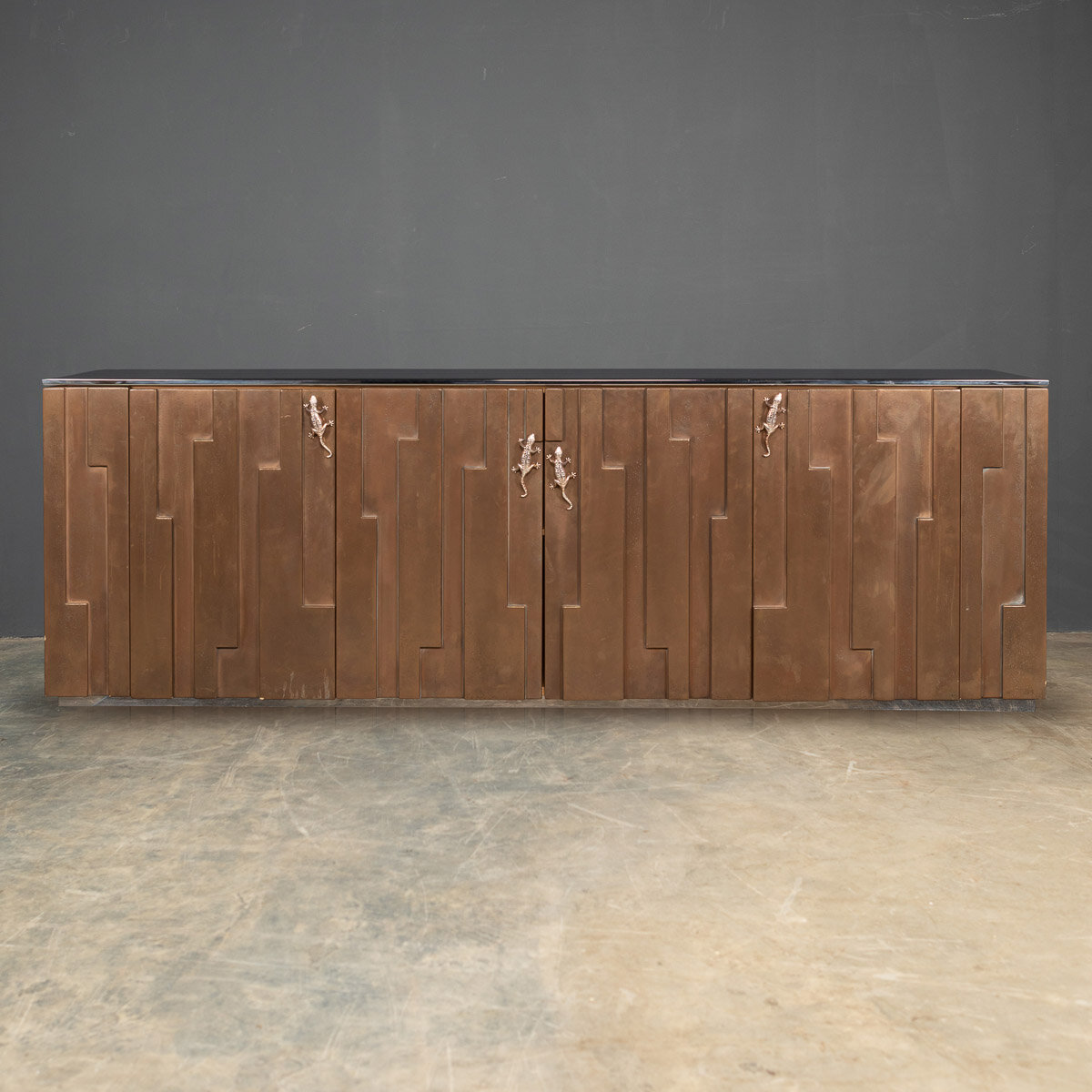 20th Century Bronze Sideboard Cabinet With Lizard Handles c.1980