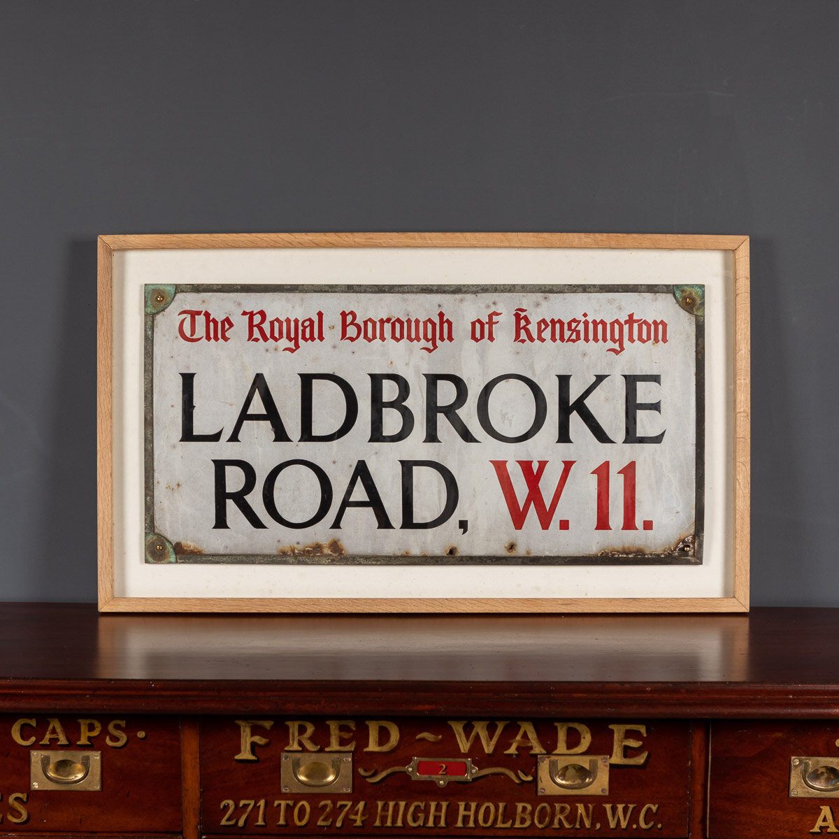 20th Century London Enamelled Street Sign - Ladbroke Rd W11 c.1900