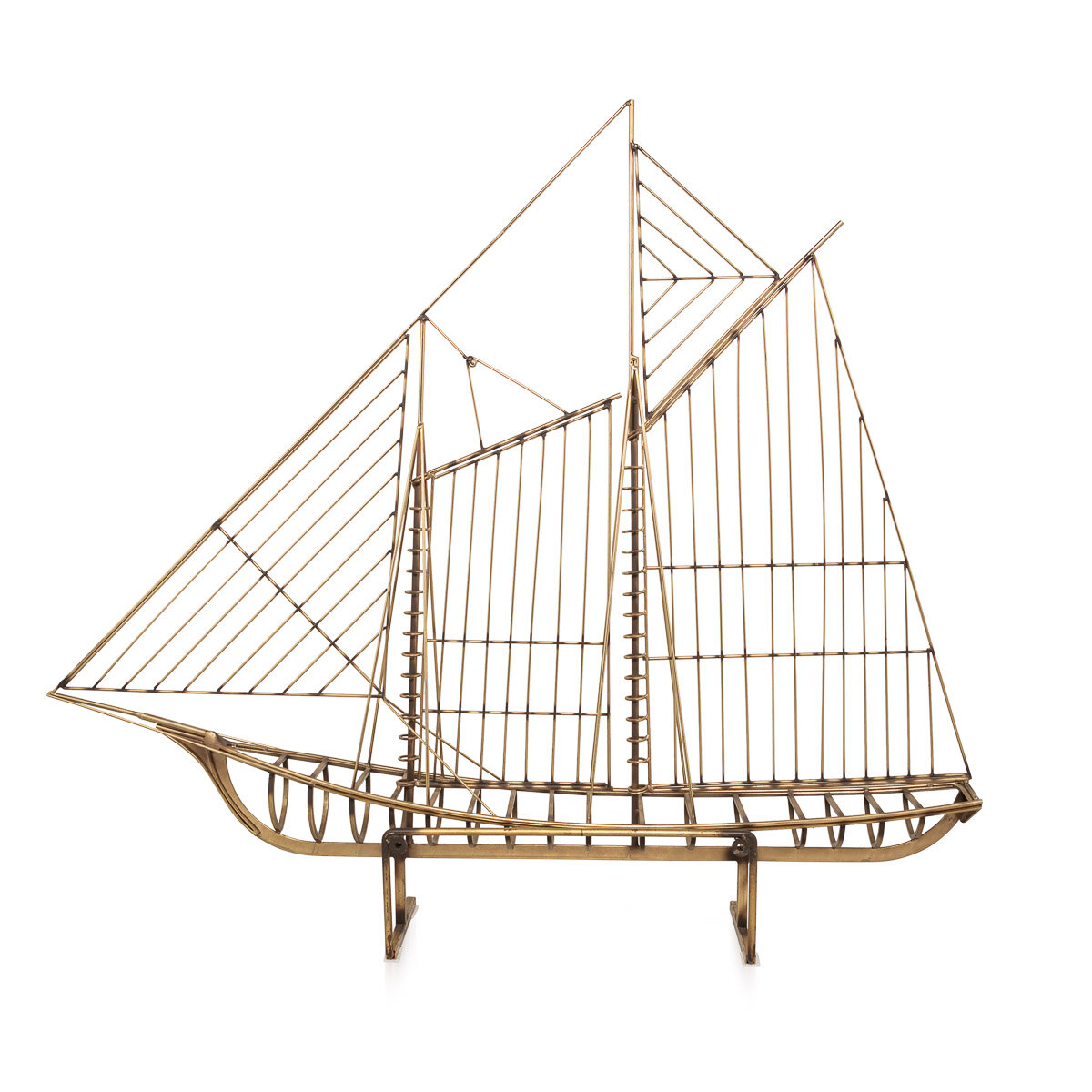 20th Century Brass Galleon Ship By Curtis Freiler &amp; Jerry Fels c.1970