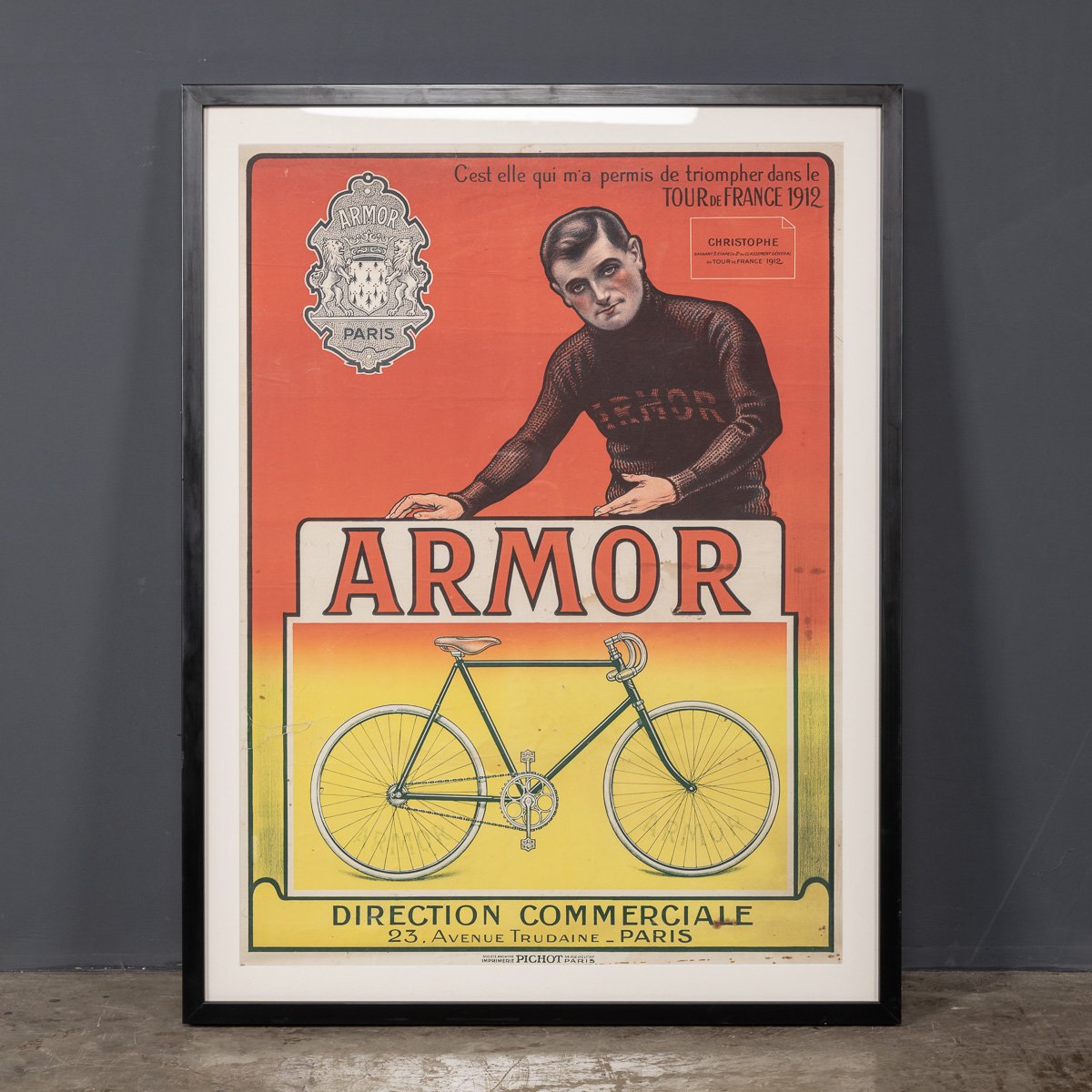 20thC Armor Bicycles Poster Of Eugene Christophe c.1912