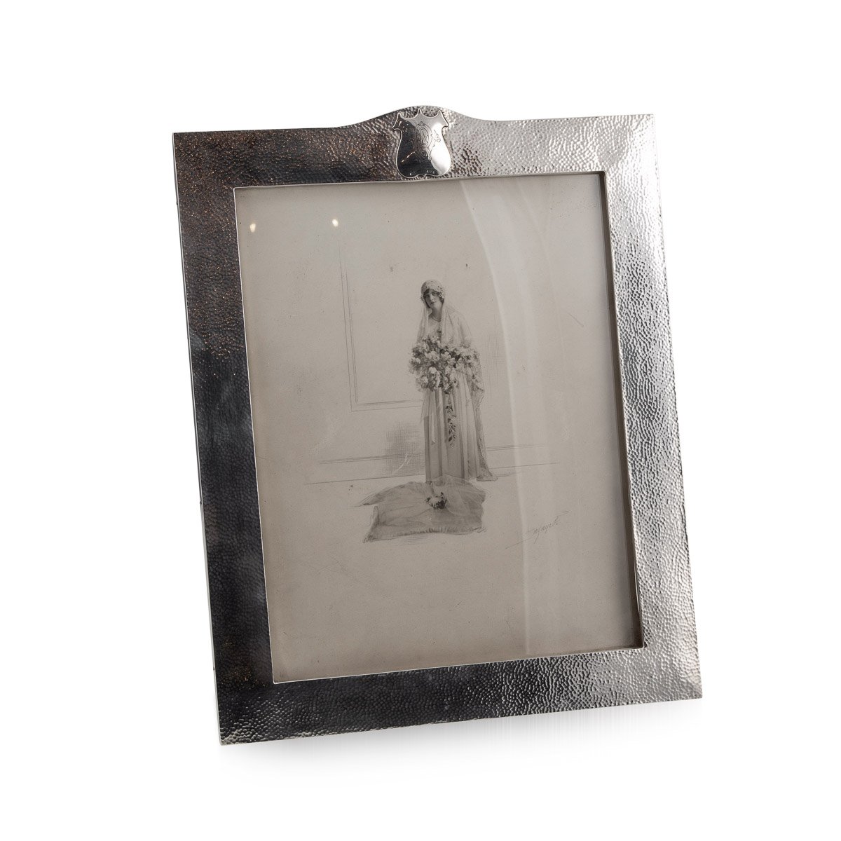 20thC Arts &amp; Crafts Large Solid Silver Photo Frame c.1907