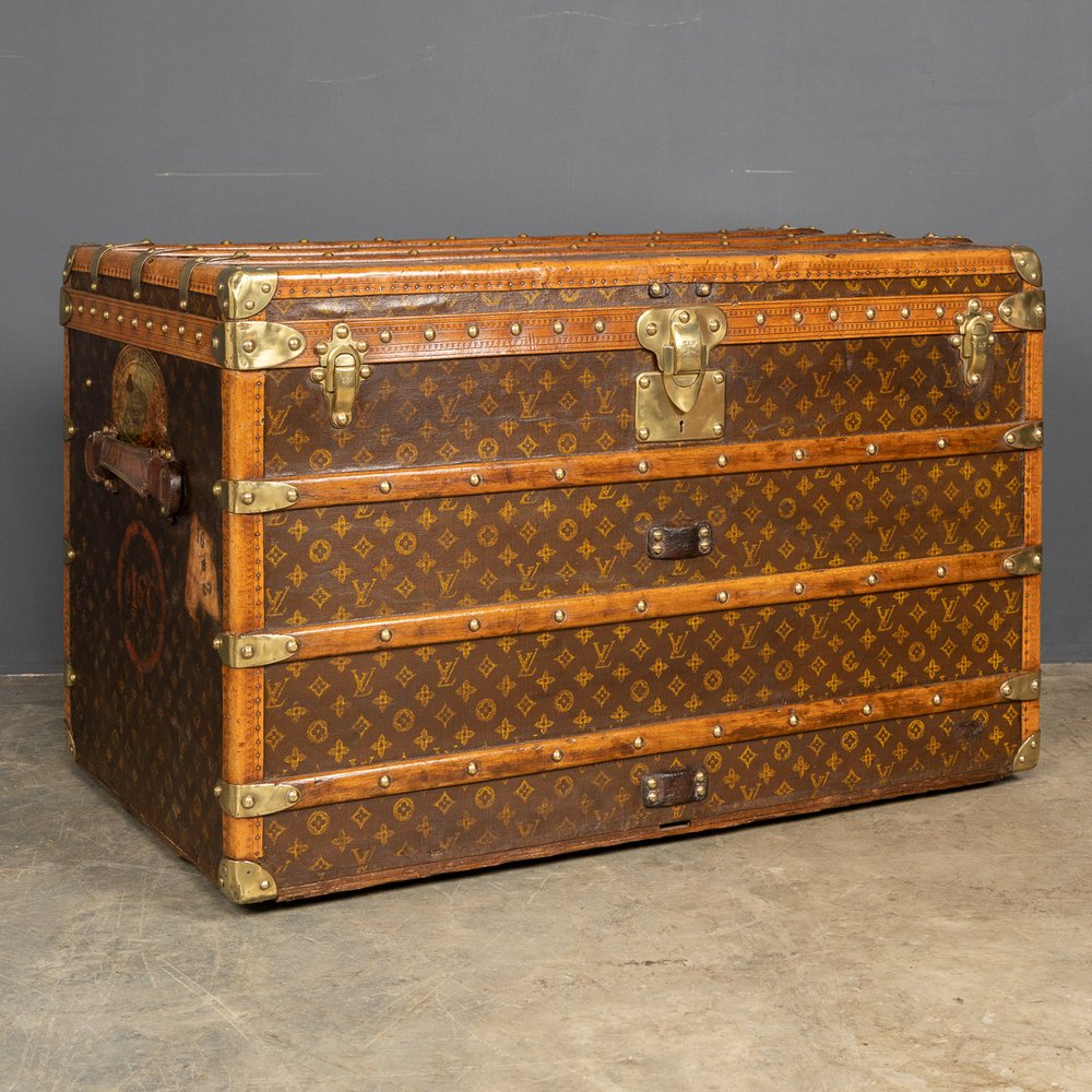 ANTIQUE 20thC LOUIS VUITTON TRUNK IN WOVEN CANVAS, PARIS c.1900