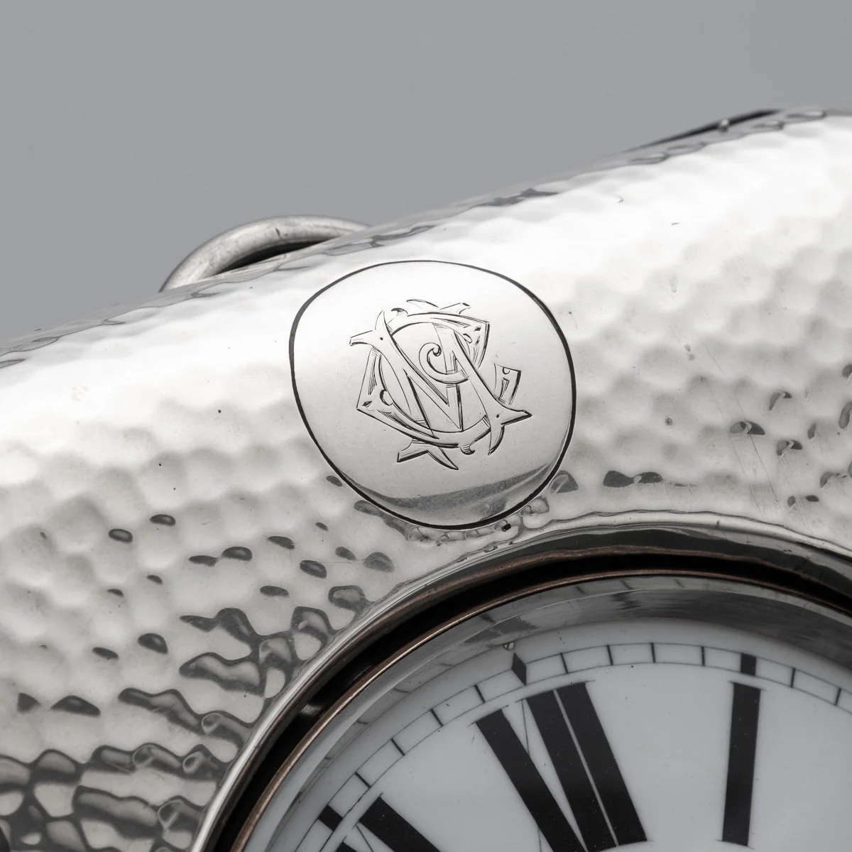 PUSHKINS.COM - D11673 - ANTIQUE 20thC ENGLISH SOLID SILVER MOUNTED DESK CLOCK, BIRMINGHAM c.1904 - 24.jpg