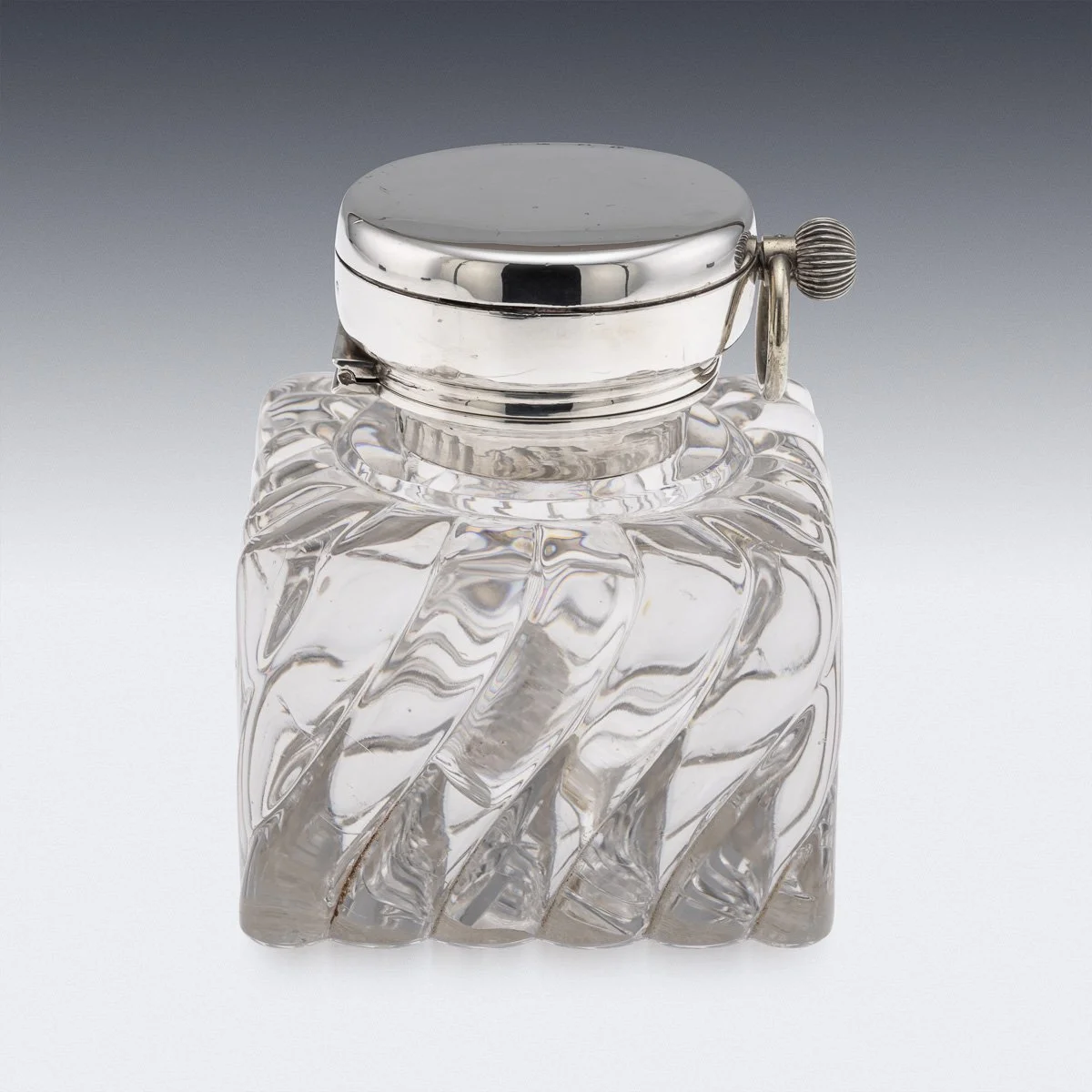 PUSHKINS.COM - D11667 - ANTIQUE 20thC SCOTTISH SOLID SILVER CLOCK & INKWELL BY HAMILTON & INCHES c.1903 - 19.jpg