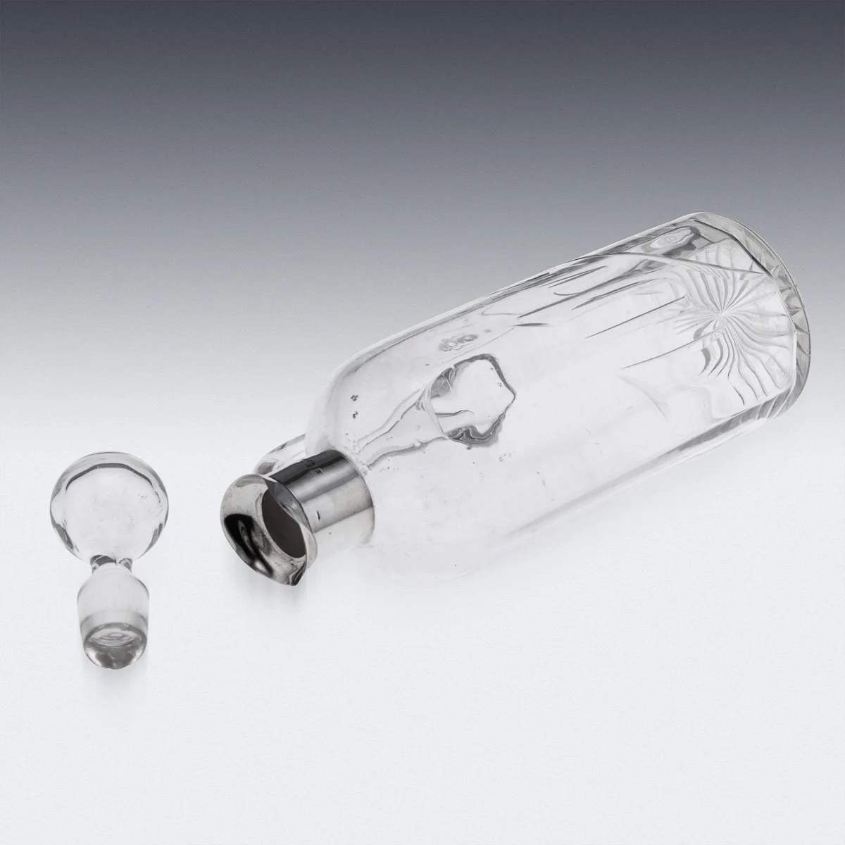 PUSHKINS.COM - D11708 - ANTIQUE 20thC ENGLISH SOLID SILVER & CUT GLASS WHISKY DECANTER, CHESTER c.1902 - 19.jpg