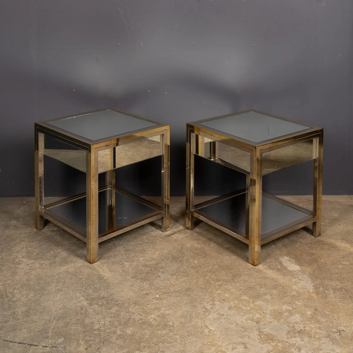 PUSHKINS.COM - Z12104 - 20thC PAIR OF BRASS, CHROME & GLASS SIDE TABLES BY BELGO CHROM, BELGIUM c.1970 - 03.jpg
