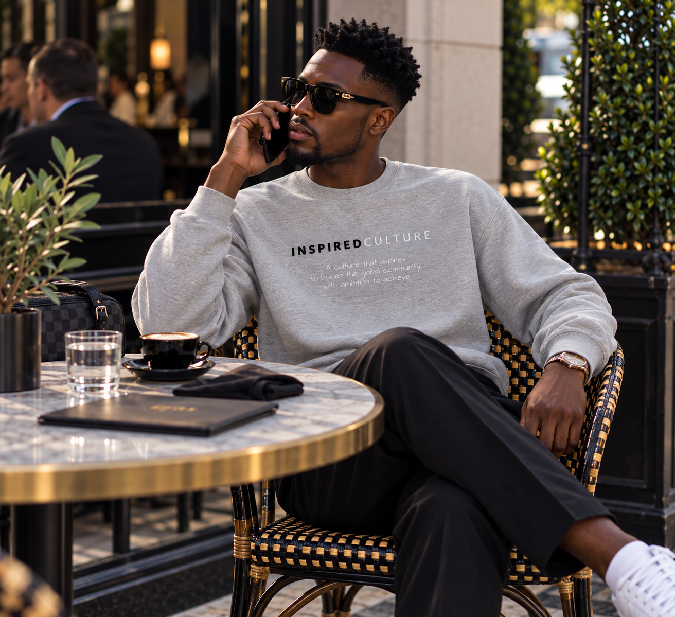 Upscale Café Call in Gray Crewneck.png