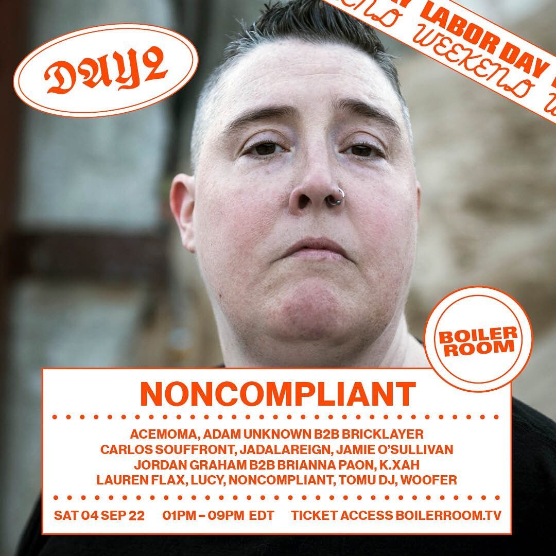 // Infra X Boiler Room
SEP3-4 at @undergroundinkblock 

- Noncompliant

Raw techno from a 25 year veteran DJ based in the Midwest U.S.
&ldquo;As her moniker implies, she takes no prisoners, channelling the fury instilled by worldly injustices into bl