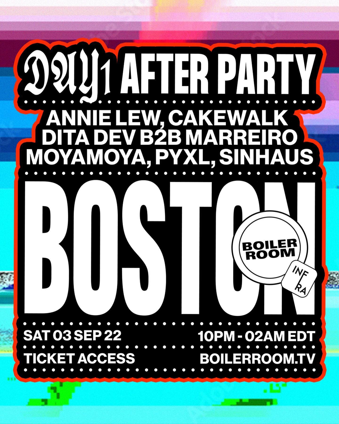 //Infra x Boiler Room
Special Guests All Night

Line-up announcement 👽

We are excited and honored to be a part of this Labor Day celebration. Get your tickets before it&rsquo;s too late, you don&rsquo;t want to miss this special long weekend in Bos