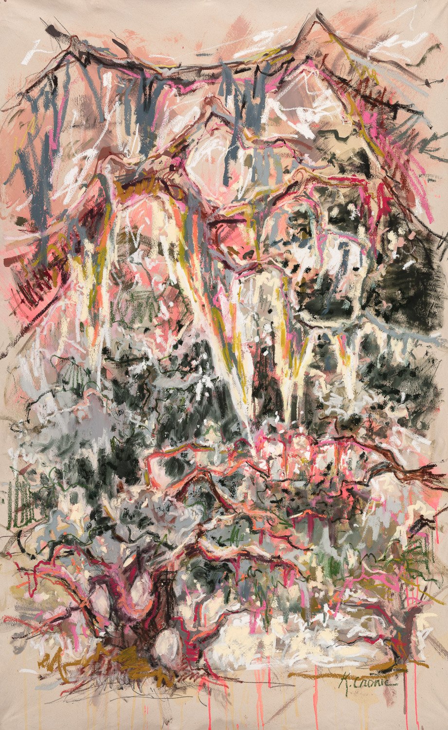  they were never green
acrylic and oil on unstretched canvas
    83 x 52 in