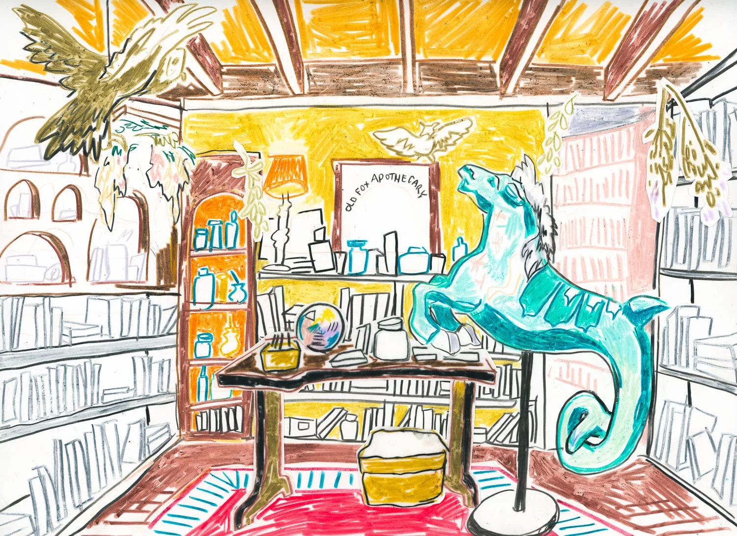 the apothecary
colored pencil on yupo paper 
12"x9" | 2025