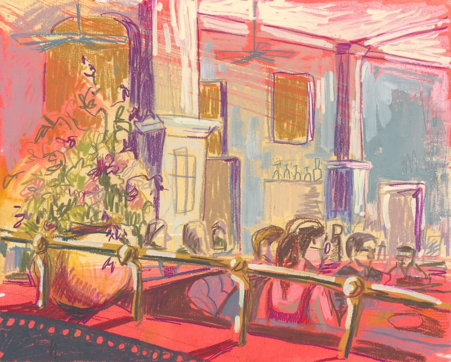breakfast at balthazar 
8"x10"
colored pencil and acrylic on illustration board
2025