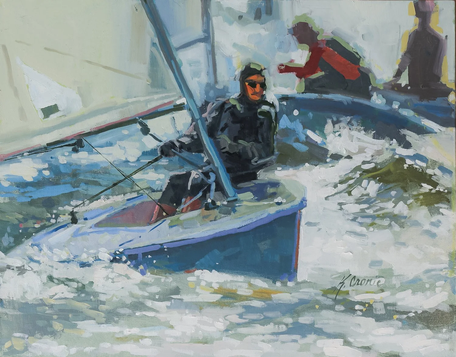  For Al (Sails and Spray)
11”x14” oil on panel, Based on a photo by Alex Delgado. 2024