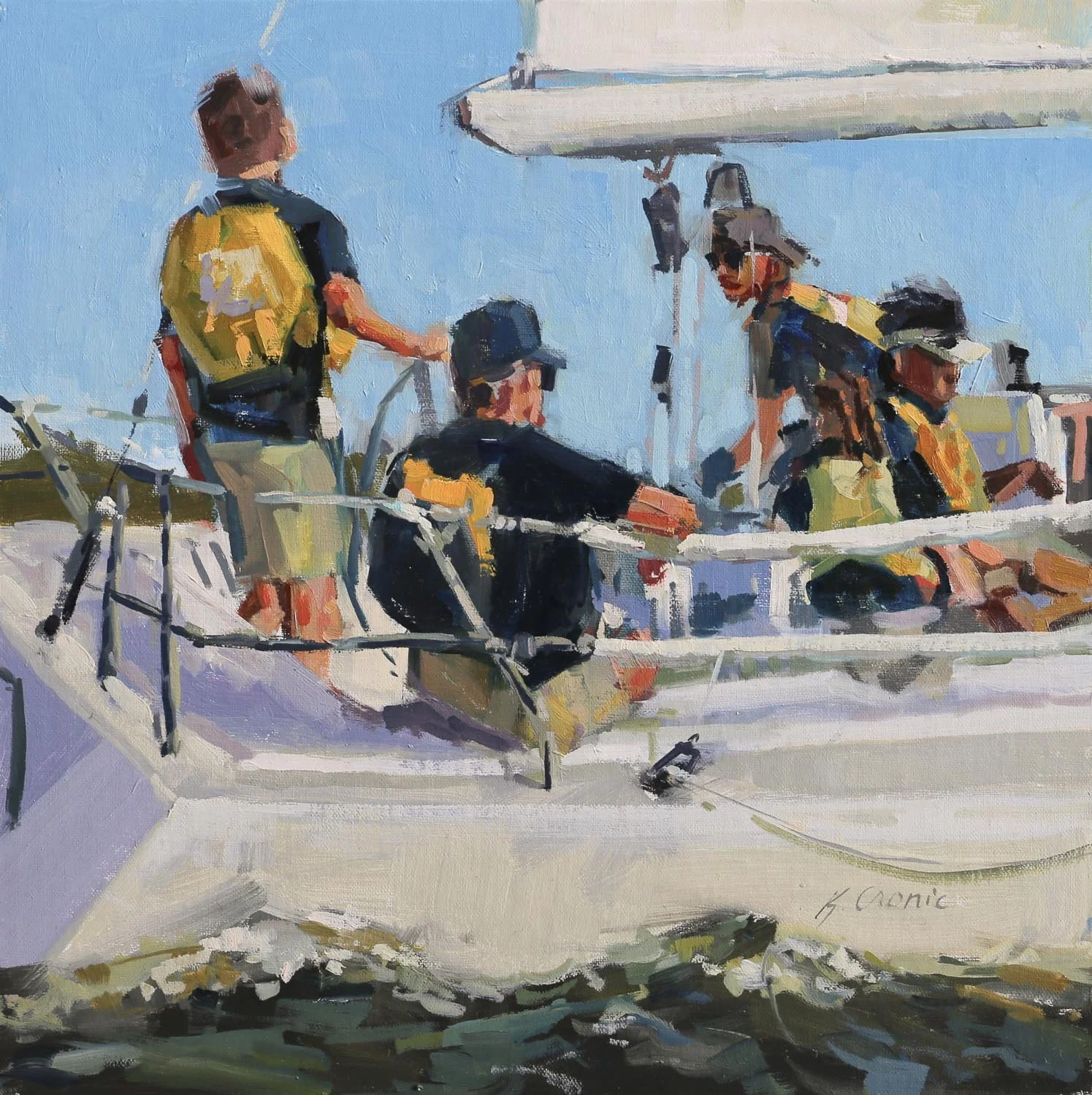 Prepare to Tack, 12"x12", oil on panel, 2023