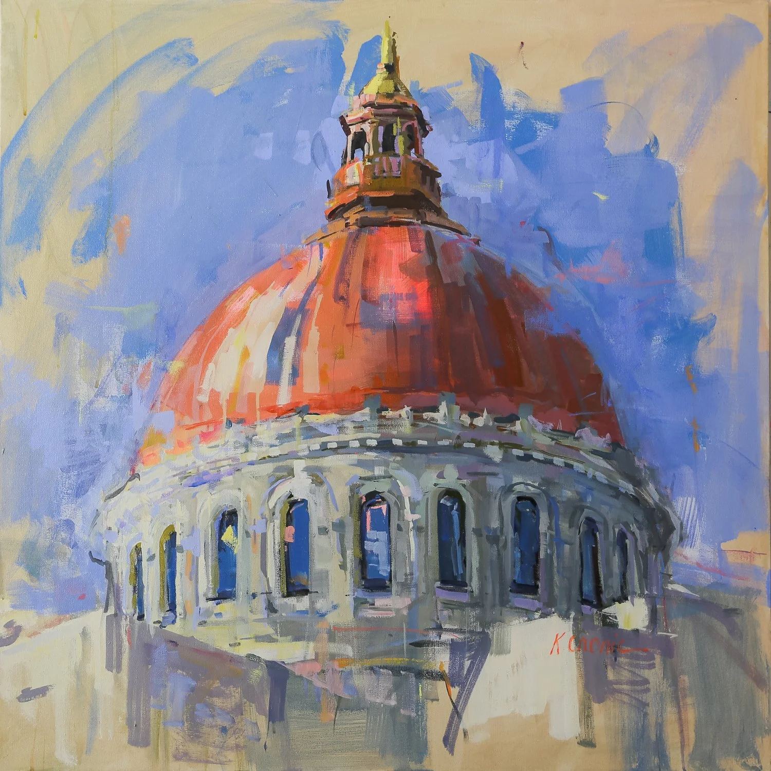 Copper Dome, 24"x24", acrylic on stretched canvas, 2025