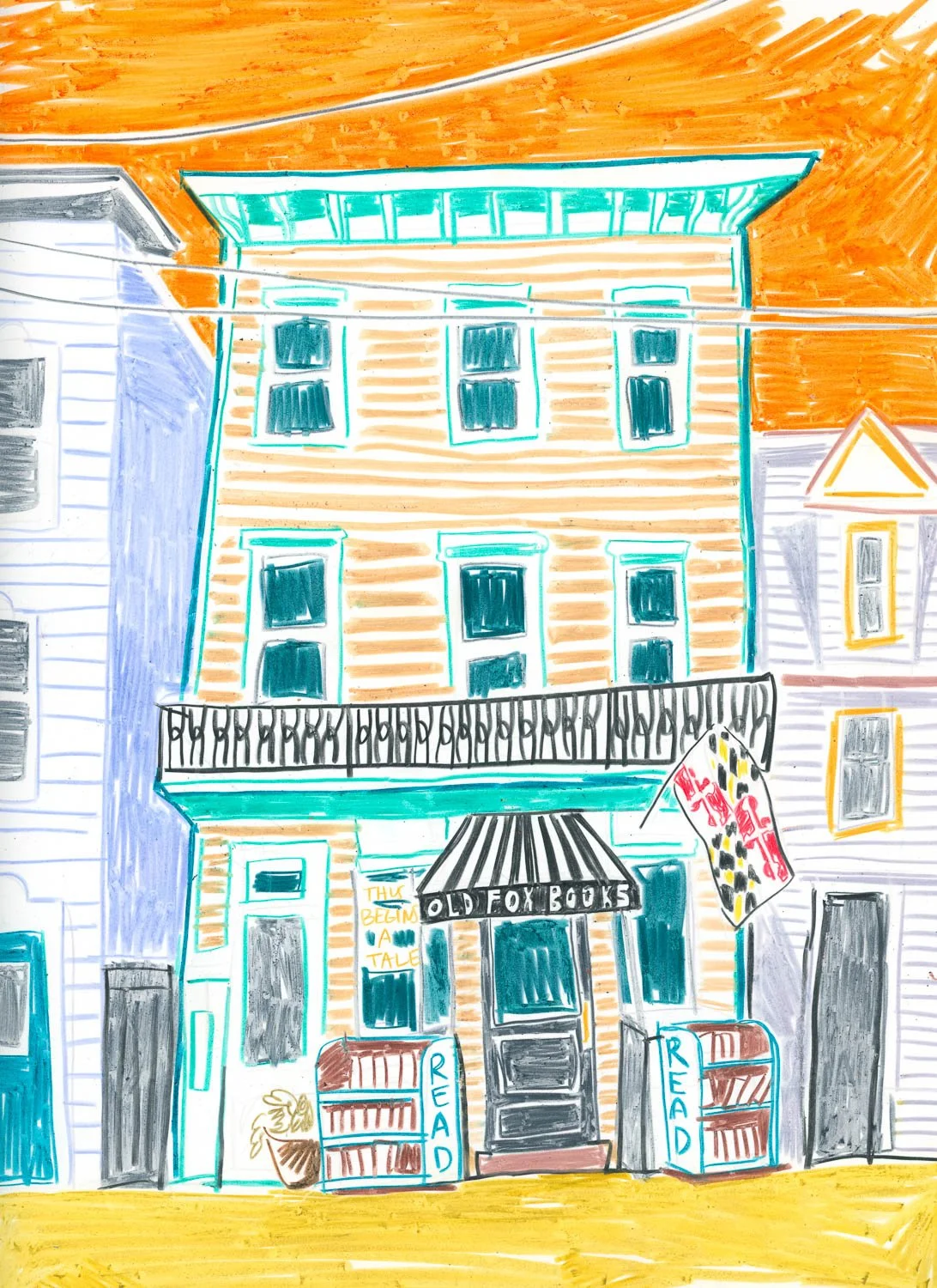 old fox books
colored pencil on yupo paper 
12"x9" | 2025