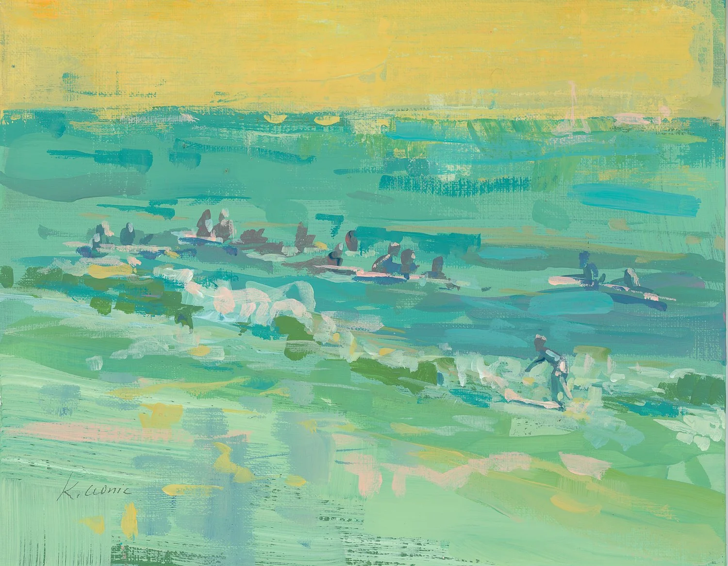 surf school 3 8x10 gouache on board .jpg