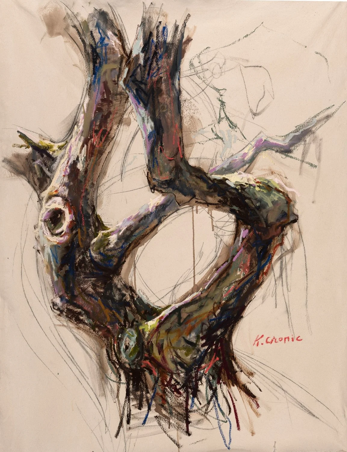  she bent but didn't break
acrylic and oil on unstretched canvas
    71 x 55 in