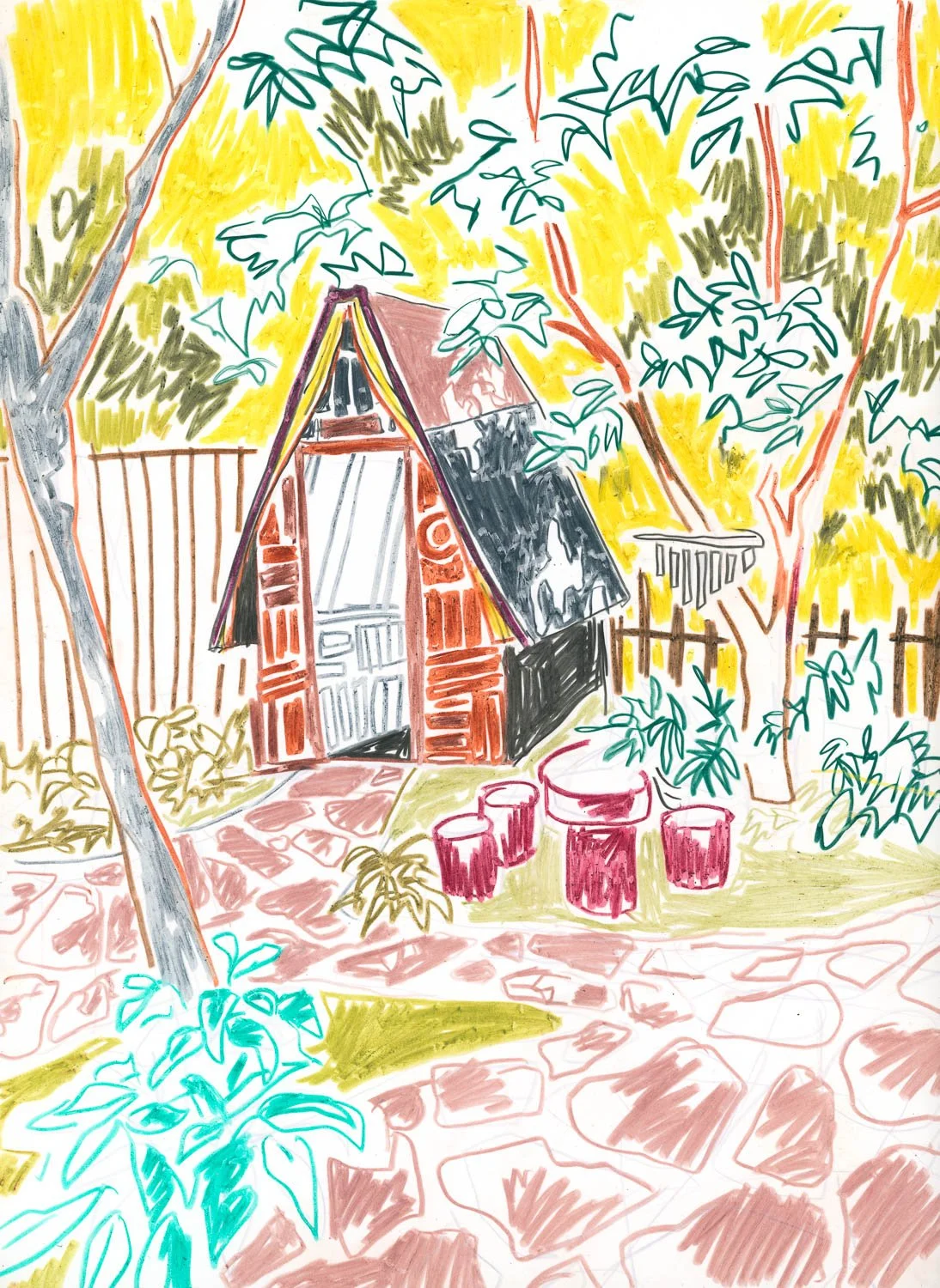 secret garden
colored pencil on yupo paper 
12"x9" | 2025