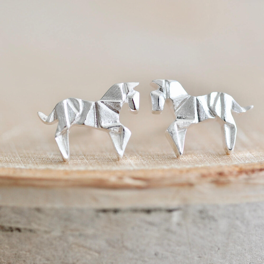 Origami Horse Stud Earrings in Sterling Silver 925, Silver Horse Earrings, Origami Animal Jewelry, Origami Jewelry, Jamber Jewels 925 — Jamber Jewels Origami Horse Stud Earrings in Sterling Silver 925, Silver Horse Earrings, Origami Animal Jewelry, Origami Jewelry, Jamber Jewels 925 — Jamber Jewels
