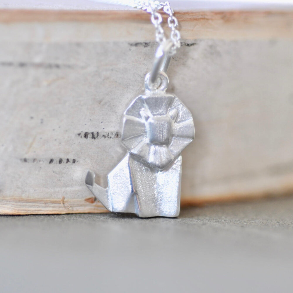 Origami LION Necklace in Sterling Silver — Jamber Jewels Origami LION Necklace in Sterling Silver — Jamber Jewels