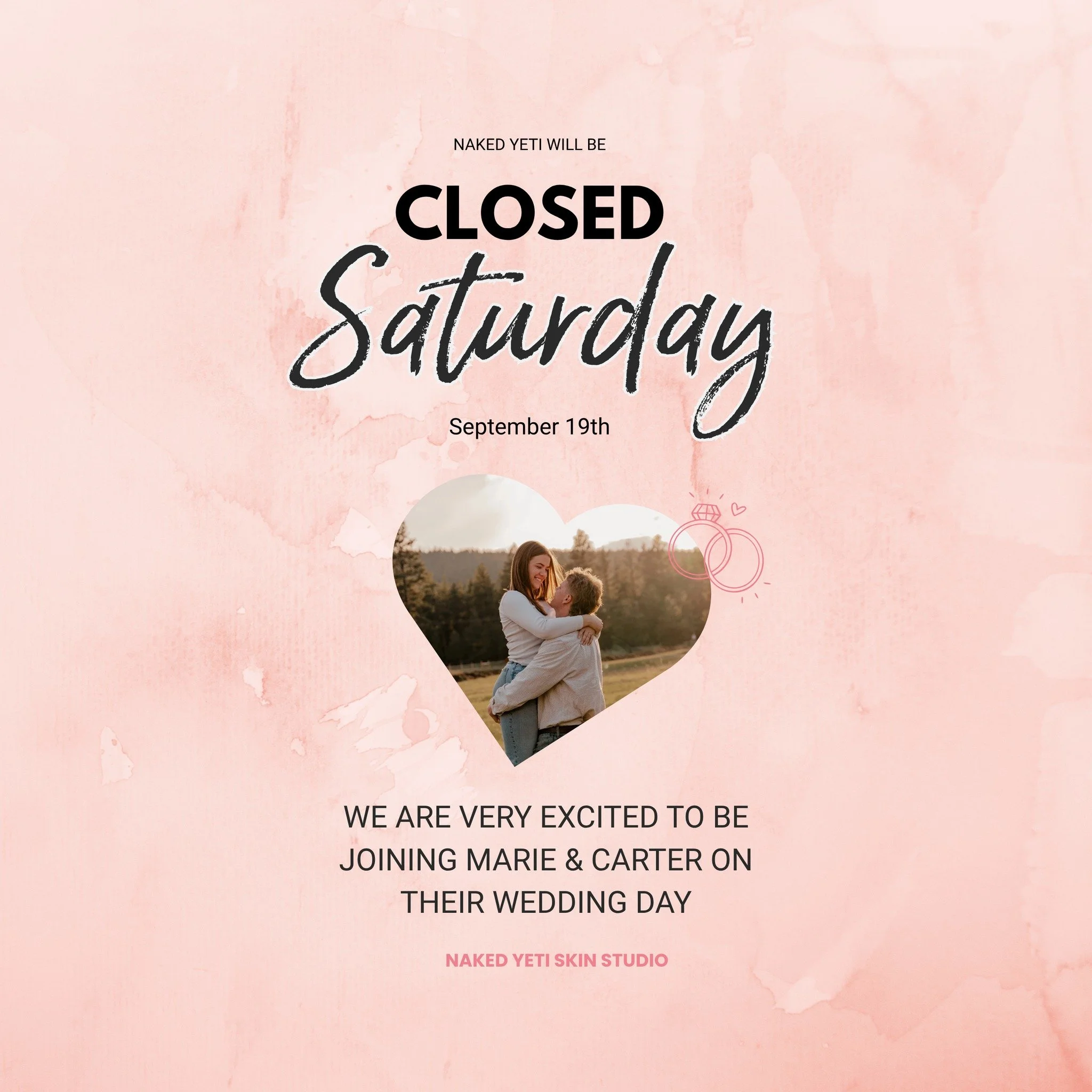 This Saturday, the Naked Yeti crew will be stepping away from the treatment rooms to celebrate our Marie and Carter on their wedding day. 🤍

Marie is such a special part of our little team, and we are so excited to be there cheering them on as they 