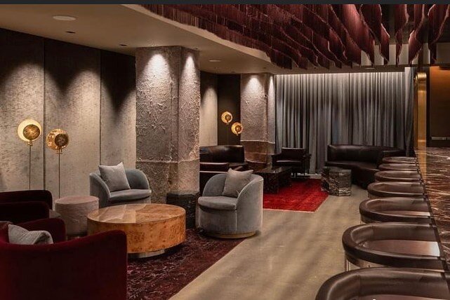 Now open, Four Walls a luxury cocktail bar for the knowing  located at The Joseph a Luxury Collection Hotel in Nashville. We are grateful to have been included in its design: upholstered cowhide columns, velvet wall panels, &amp; floating ceiling fri