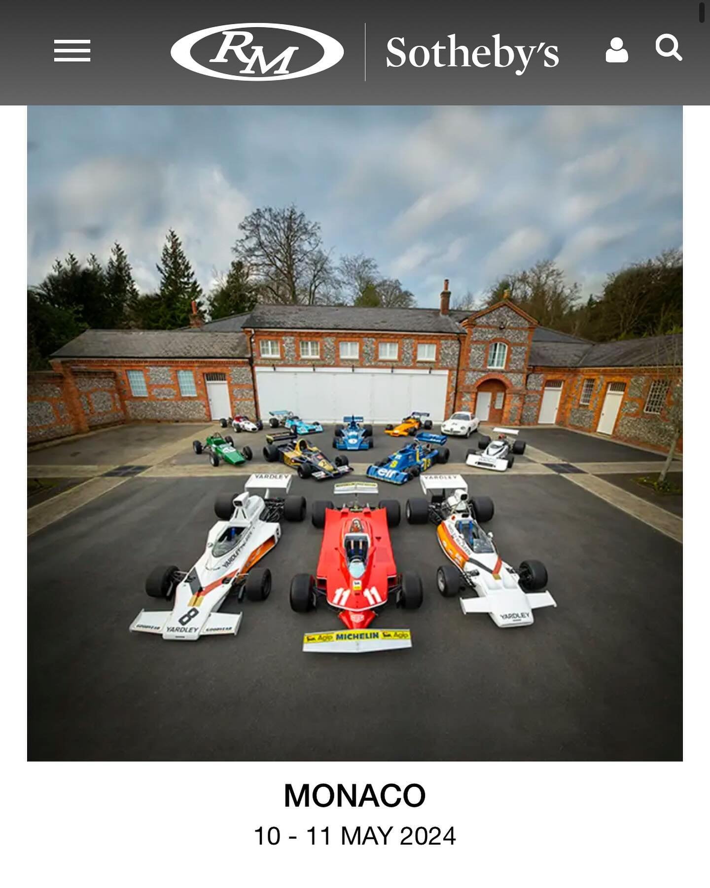 Without doubt my largest car project to date was consigning the incredible Jody Scheckter Collection to the forthcoming RM Sothebys Monaco auction 10/11 May 2024. 
Jody has moved on, and never a man to do anything by half called me and asked me to se