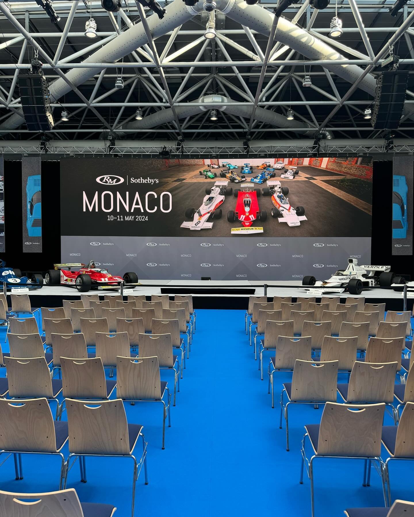 The calm before the storm.. first day of @rmsothebys #monaco auction of #jodyscheckter #ferrari #tyrrel #mclaren #alfaromeo viewing today, his lots tomorrow #auction #monacohistorique #monacohistoricgrandprix #formulaone #f1 #worldchampion