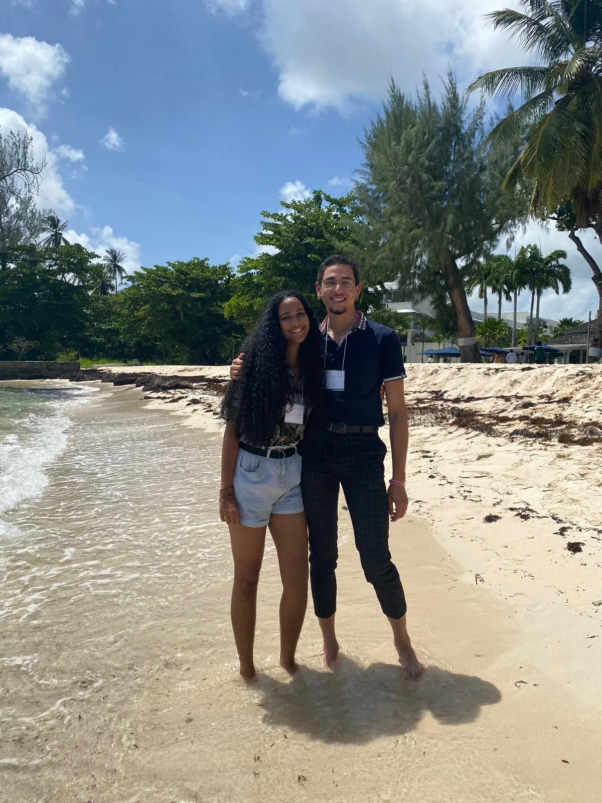Intersect's resident artist, Lucia Murray (LEM), and former Intersect volunteer, Willum Watt, at the WVL-Caribbean CommsLabs, organised by The Equality Fund and The Astraea Foundation in Barbados, 2022.