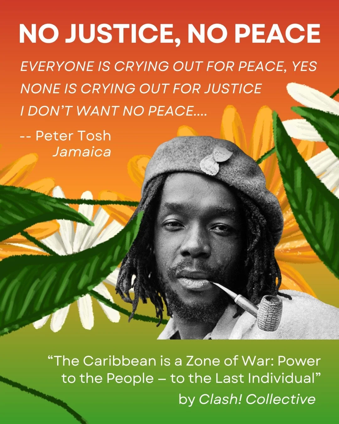 𝐍𝐨 𝐣𝐮𝐬𝐭𝐢𝐜𝐞, 𝐧𝐨 𝐩𝐞𝐚𝐜𝐞!

Here are some percussive reflections from another assigned reading, written by the 𝘊𝘭𝘢𝘴𝘩! 𝘊𝘰𝘭𝘭𝘦𝘤𝘵𝘪𝘷𝘦, in preparation for our teach-in led by Dr. Ryan Jobson.

⏰TODAY: Thursday, February 5th
🗓️7 p