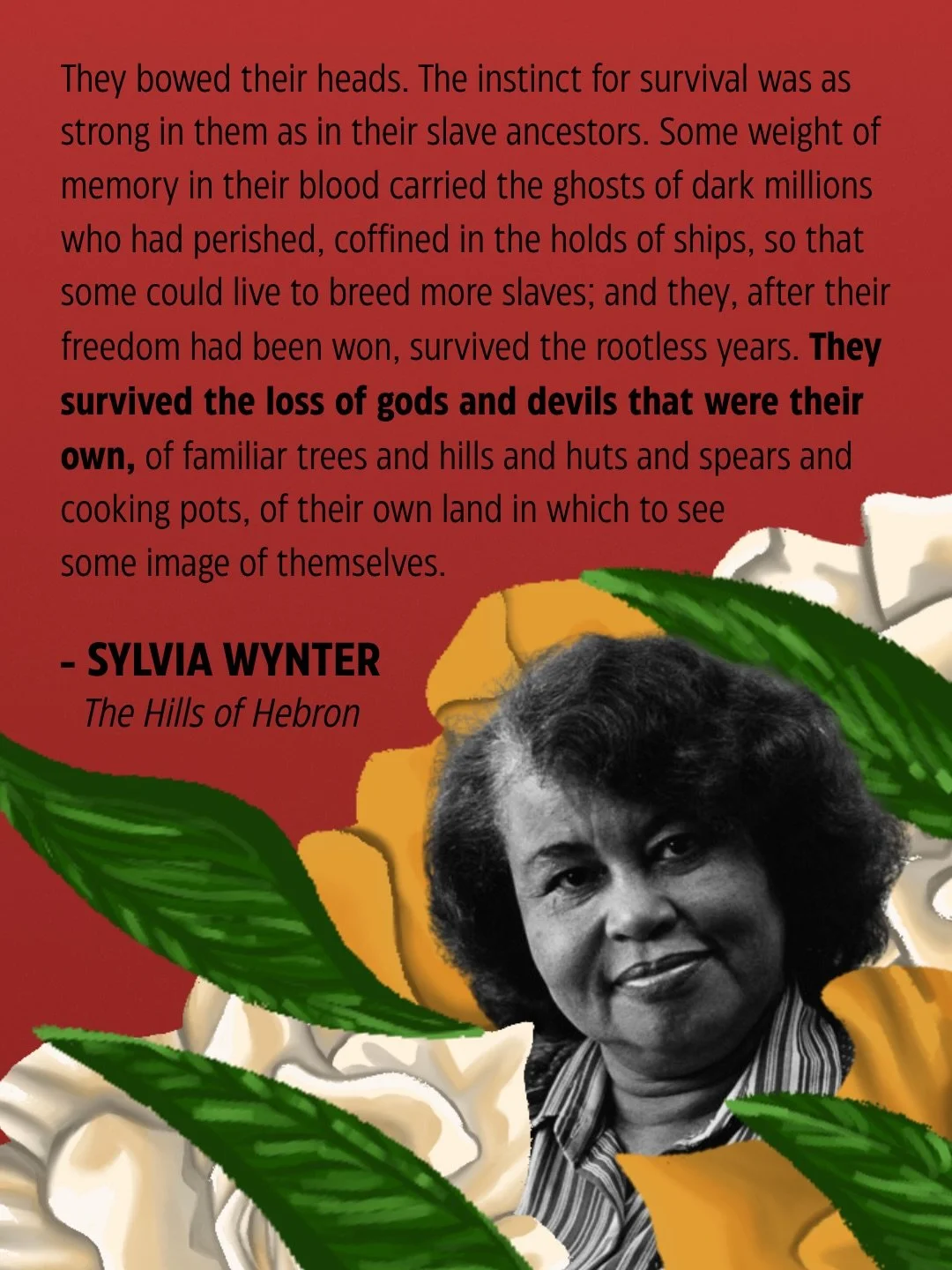 🤔💭 Did you know that Sylvia Wynter was not only a literary and cultural theorist and philosopher, but also a playwright, actress, and a novelist?

In the introduction to 𝑻𝒉𝒆 𝑯𝒊𝒍𝒍𝒔 𝒐𝒇 𝑯𝒆𝒃𝒓𝒐𝒏, Anthony Bogues writes that the murder of 