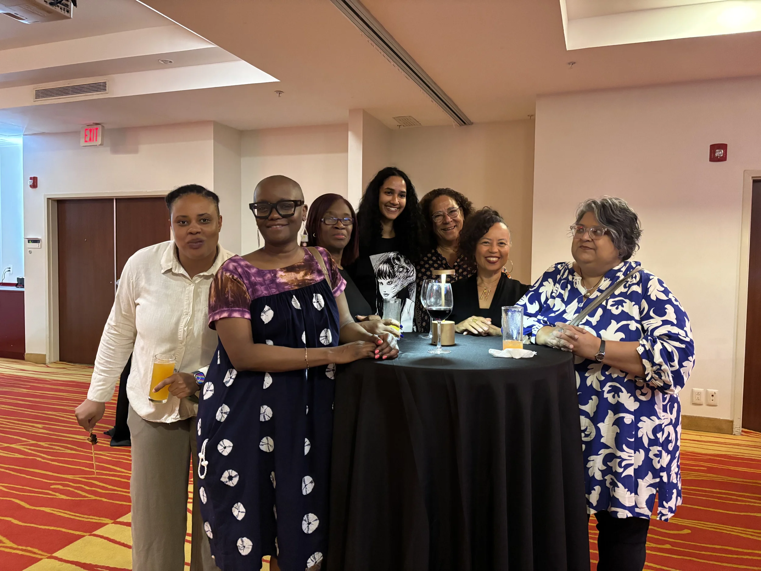 Intersect's resident artist, Lucia Murray (LEM) with fellow attendees at WVL-Caribbean’s End-of-Project Convening in Suriname, 2025.
