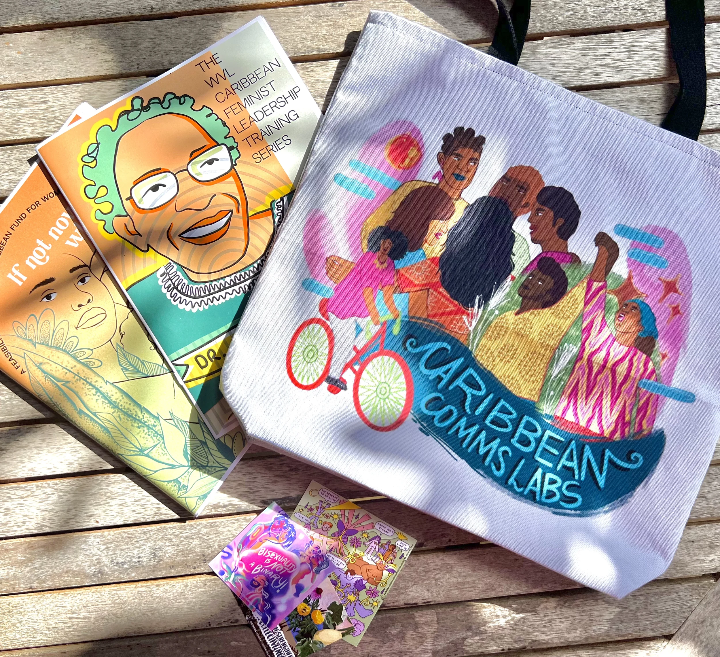 Paraphernalia from the WVL-Caribbean CommsLabs, organised by The Equality Fund and The Astraea Foundation in Barbados, 2022.