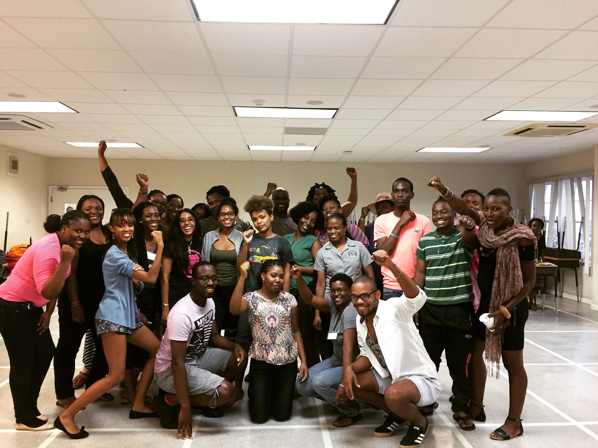 Participants of the Caribbean Institute in Gender and Development (CIGAD), and co-founder of Intersect Antigua-Barbuda, Sarah-Anne Gresham, at UWI, Cave Hill, in Barbados in 2017.
